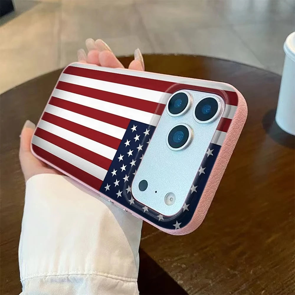 American Flag iPhone Case – Lychee Texture Soft Cover