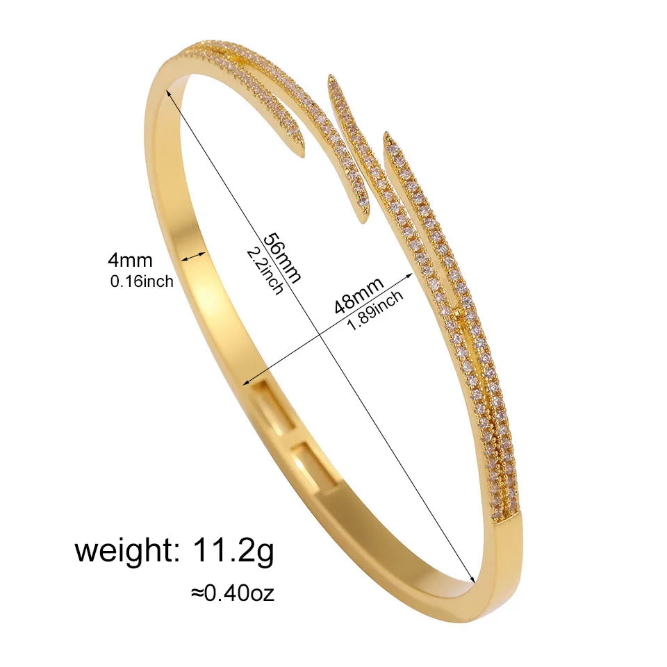 ZAKOL Luxury Irregular CZ Zircon Wings Women's Open Bracelet Temperament Exquisite Party Wear Accessories Female