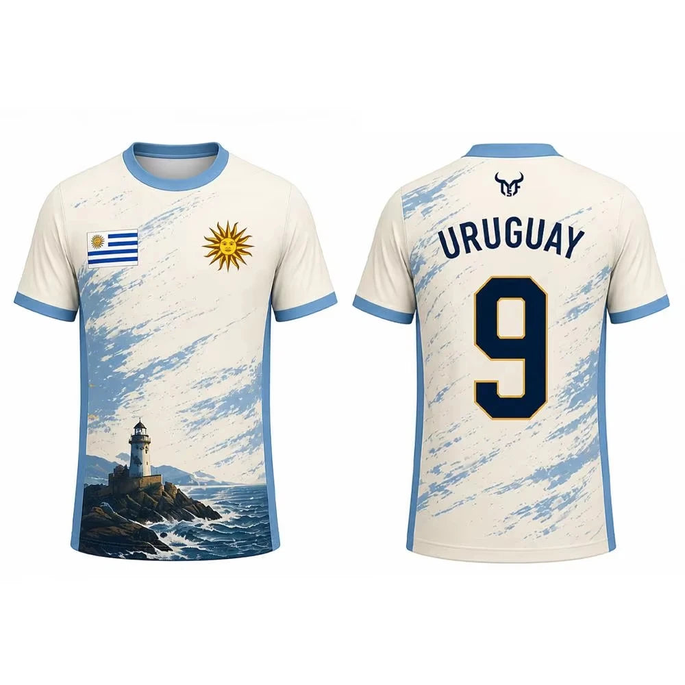 Uruguay Flag Pattern Soccer T Shirt Gaucho Lighthouse Print Family Edition Kids Adults Tee Sports Top Breathable Training Shirt