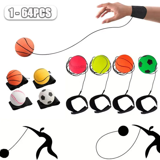 1-64PCS New Elastic Return Sponge Ball – Wrist Strap Exercise Toy