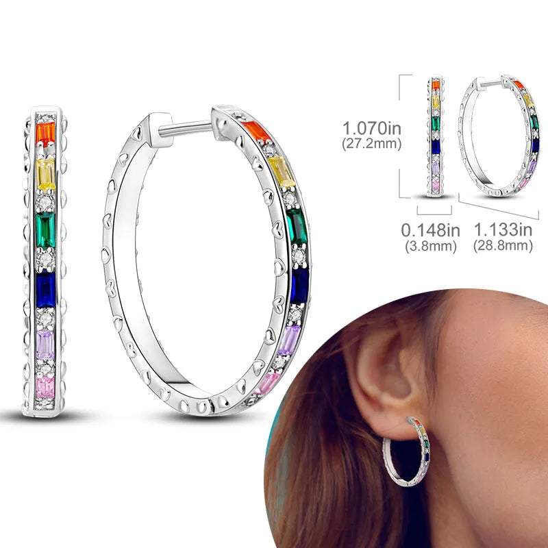 925 Sterling Silver Hoop Earrings with Zircon
