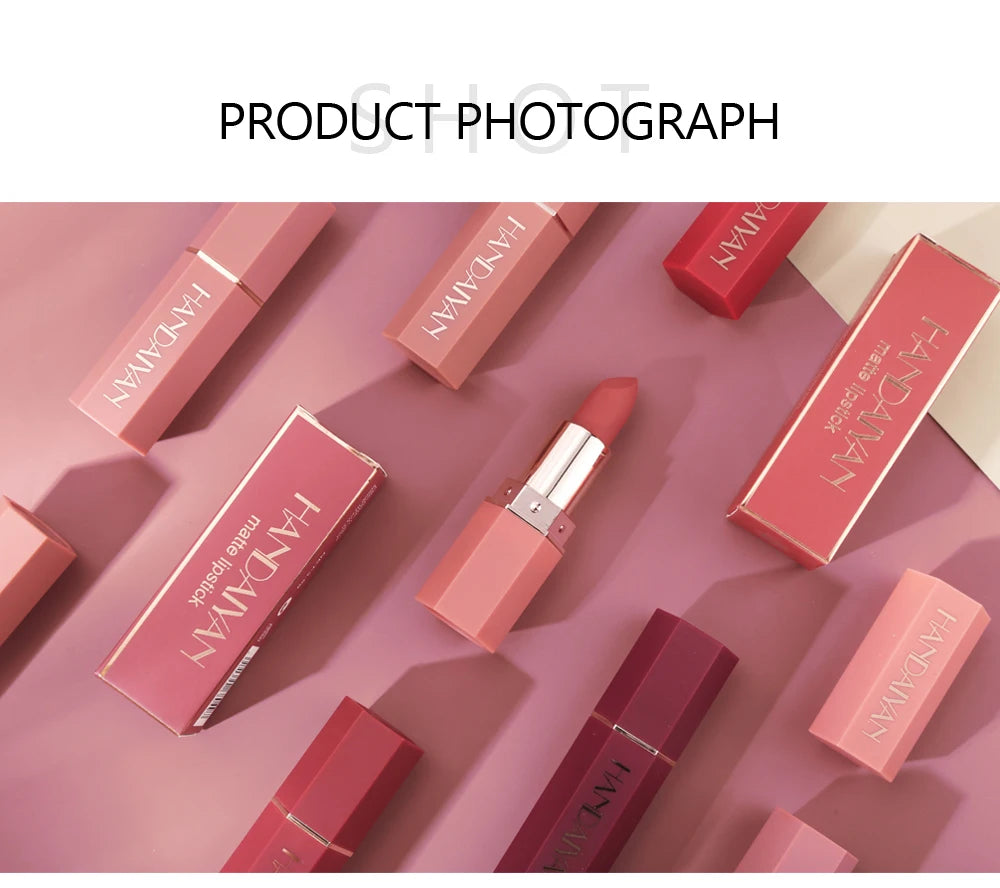HANDAIYAN Moisturizing Long-Lasting Matte Lipstick 6-Color Non-Stick Cup Show Temperament Sexy Nude Makeup Lipsticks Cosmetics