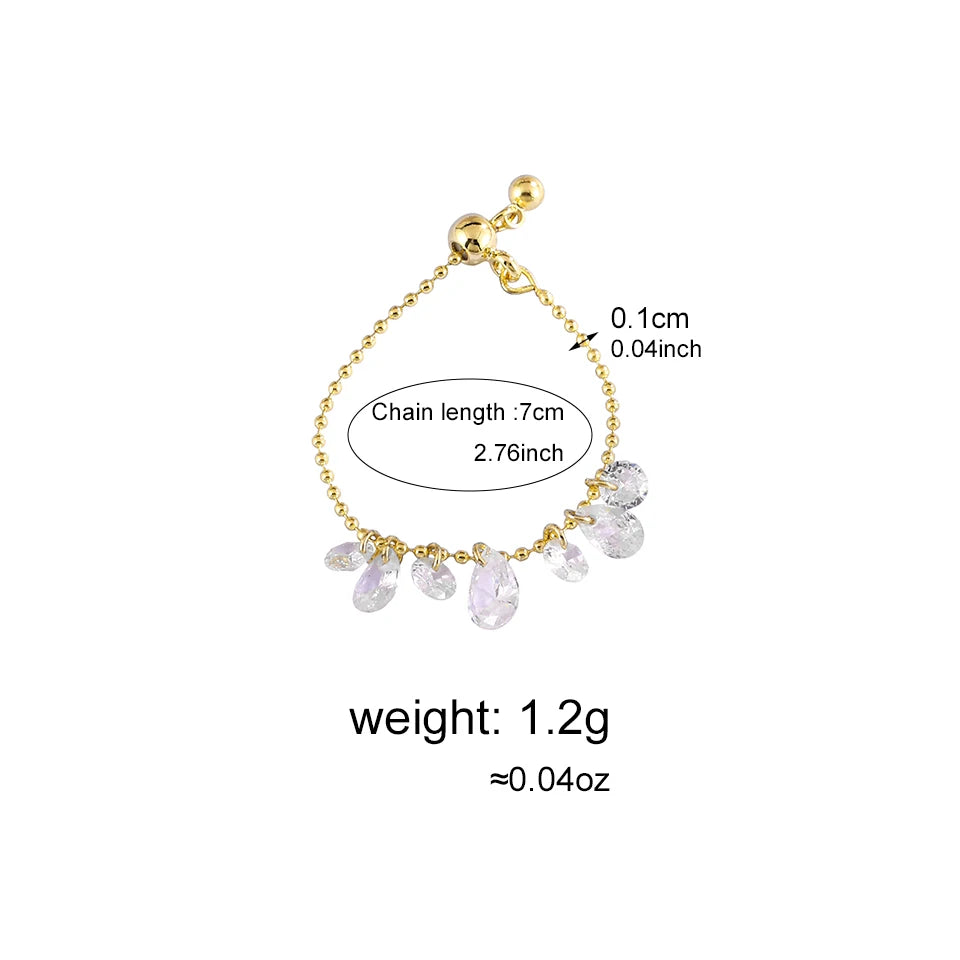 ZAKOL 2pcs/set Minimalist Fashion Zirconia Water Drop Crystal Pendant Ring Women's Daily Wear Exquisite Finger Jewelry
