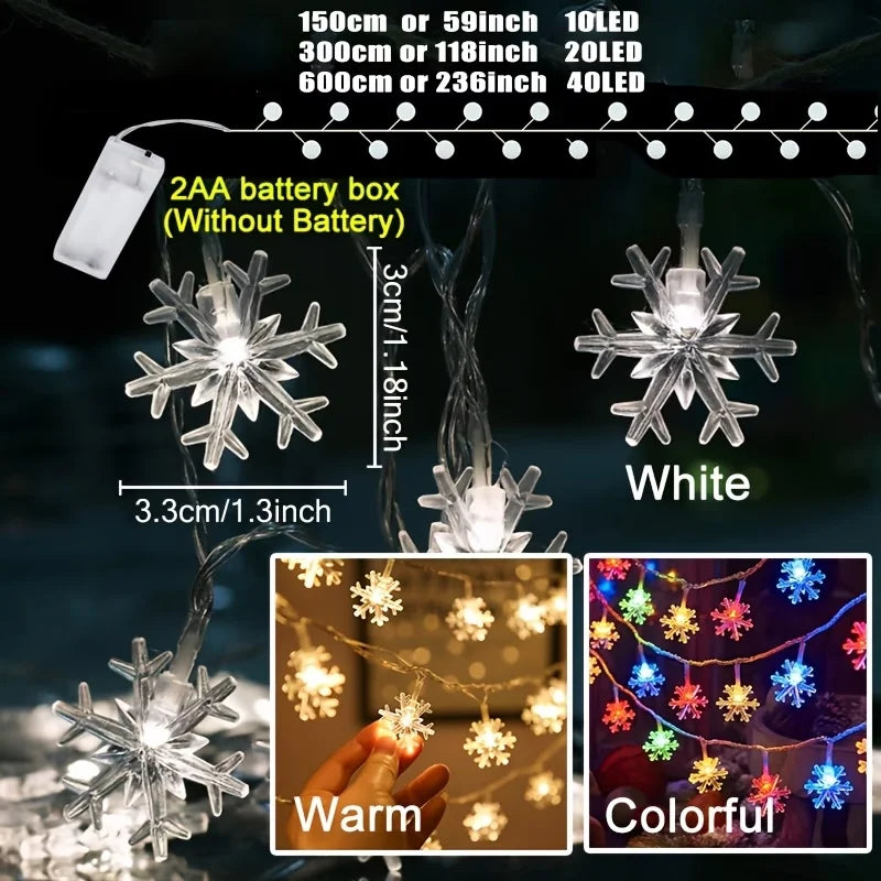 1 String of Christmas Snowflake Lights, Party Decoration Lights, Christmas Decorations, Birthday Party Supplies, Room Decoration