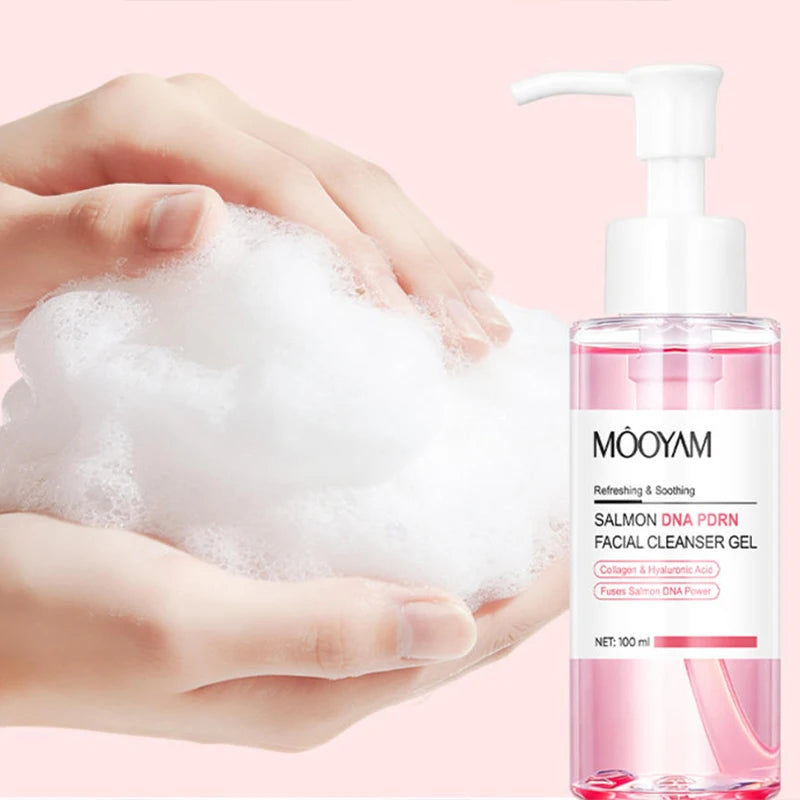 Salmon Pink PDRN Skincare Set Firming Soothing Massage Eye Cream Glow Moisturizing Toner Oil Control Cleansing Gel Facial Wash