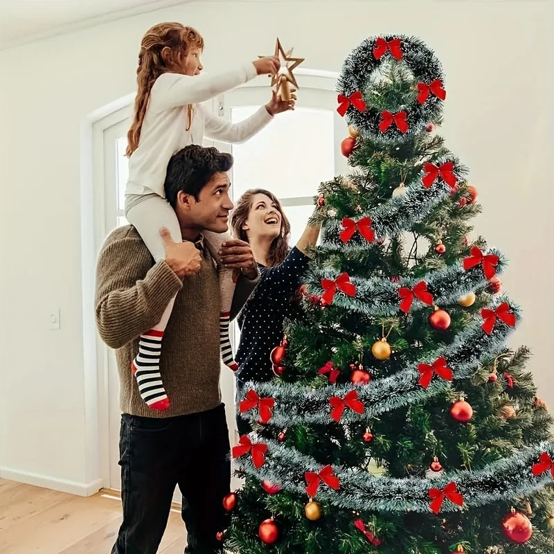 10M Christmas Eve Decoration Bar Tops Ribbon Garland Christmas Tree Kitchen Ornaments Wedding Party Decoration Prop