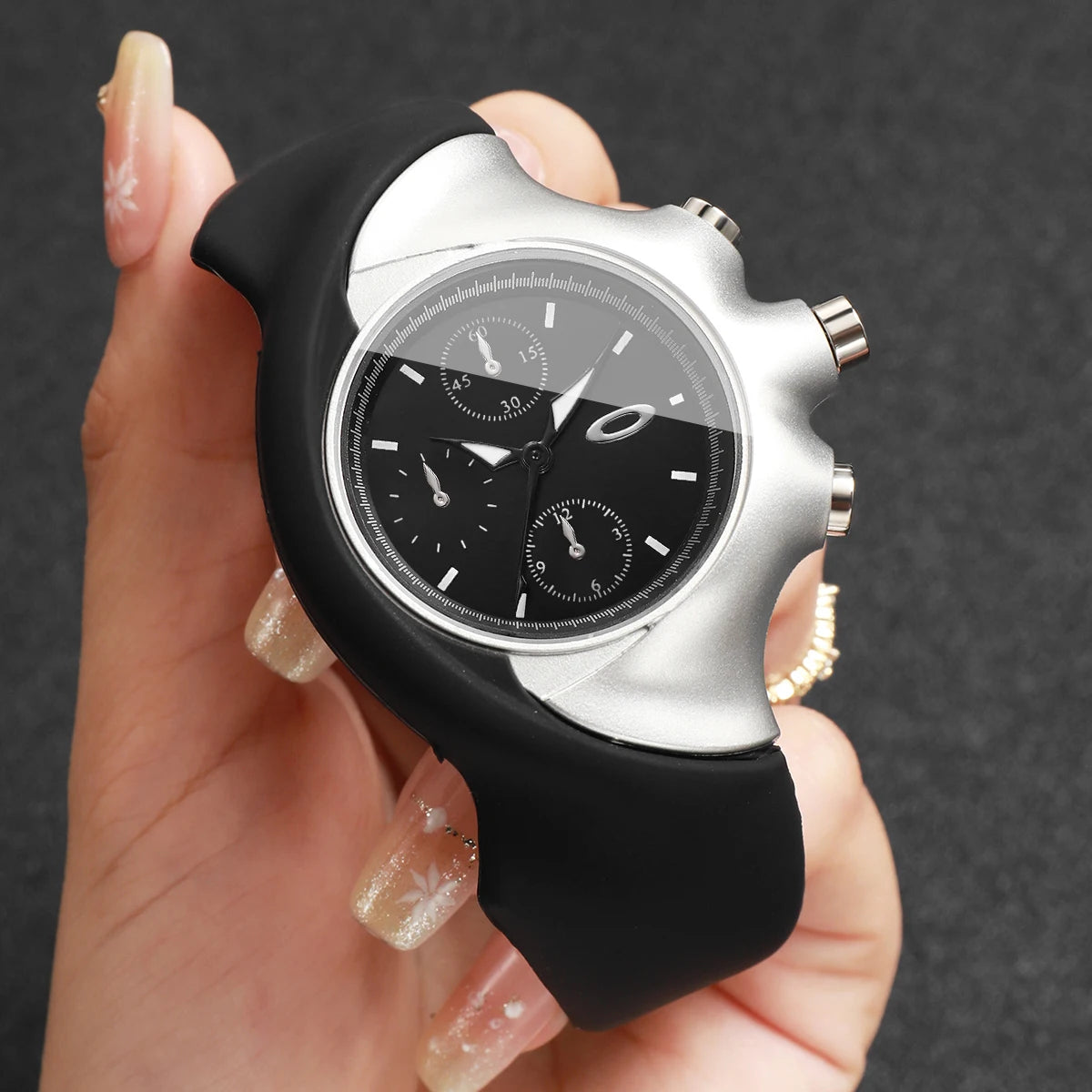 Fashion Sport Men Watch Big Dial Blue Dial Silicone Strap Quartz Wristwatch Casual Male Clock Relogio Masculino（Without Box）