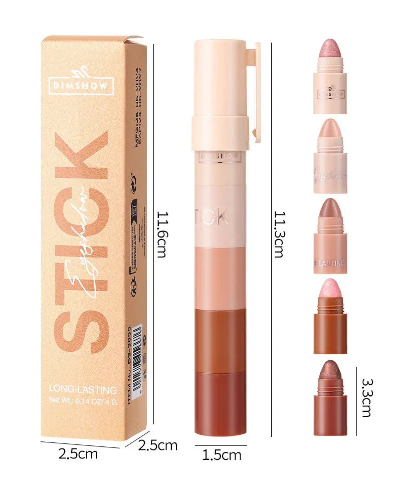 5 in 1 Eyeshadow Pencil Kit Velvet Matte Pigment Shimmer Highlight Makeup Combination Pink Brown Mini Eye Shadow Pen Cosmetics