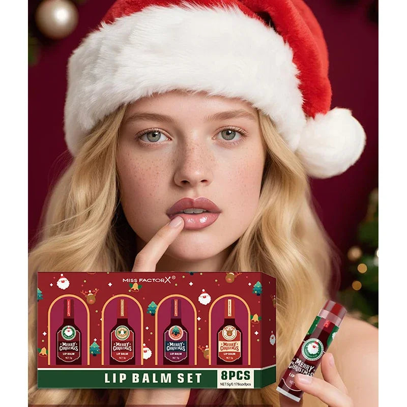 Christmas Lipstick Set Redwine Lip Balm 5gx8pcs Smoothing Lips Long Lasting Moisturizing, Light And Non Sticky Festival Gift