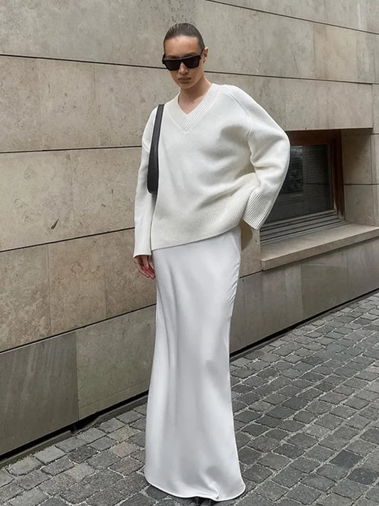 BKLD Women White Satin Mermaid Maxi Skirt High Waist Bodycon Long Skirt Elegant Evening Party Clubwear 2026 Autumn New Arrivals