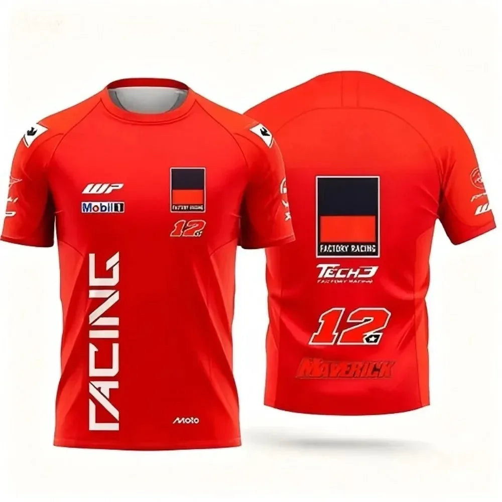 Breathable Quick Dry Motorcycle T Shirt for 2026 Summer Family Style Casual Short Sleeve Sports Tee Suitable for Adults Kids