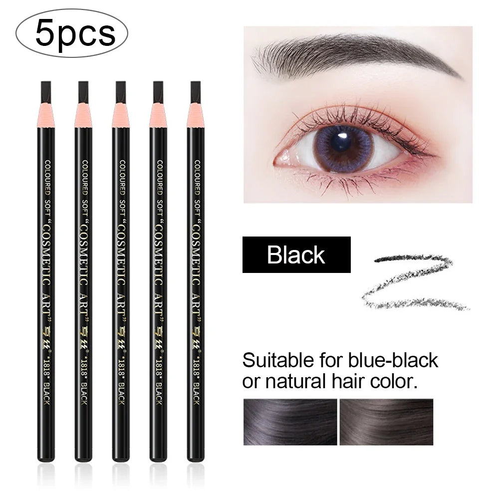 5pcs Professional Microblading Pencil Permanent Eyebrow Pencil Tattoo Waterproof Art Tint Makeup Eye Brow Pen Enhancers Cosmetic