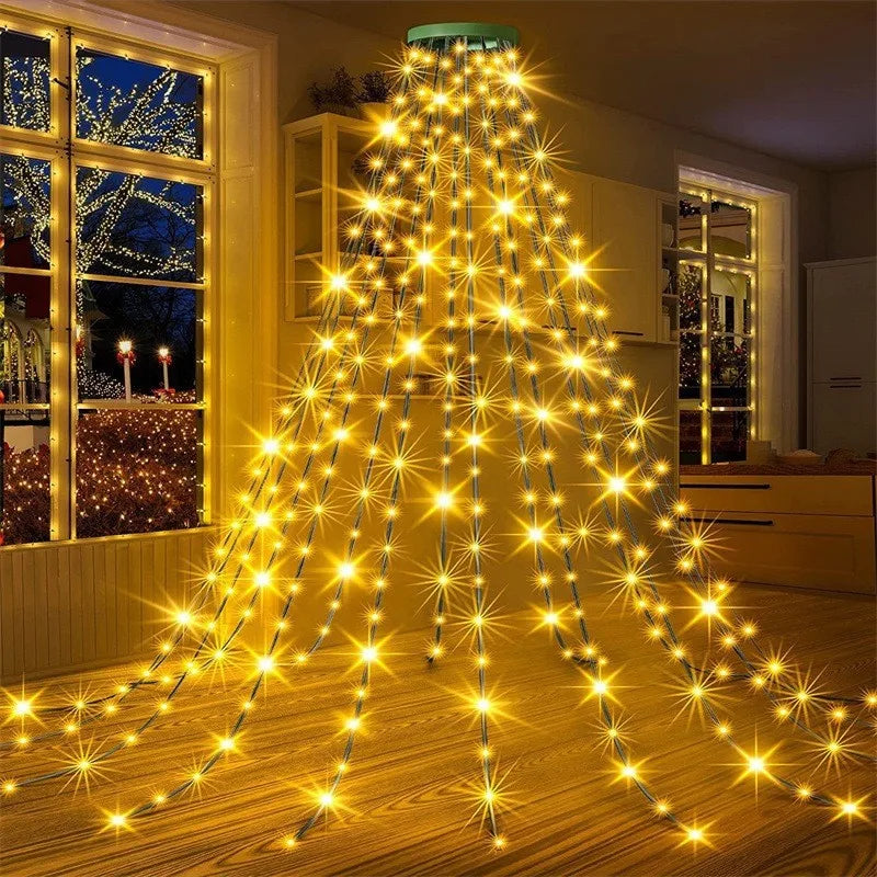 1PC Christmas Outdoor Waterfall Light String, 8 Lighting Modes, Suitable for Trees, Patios, Walls,And Ceilings for Holiday Party