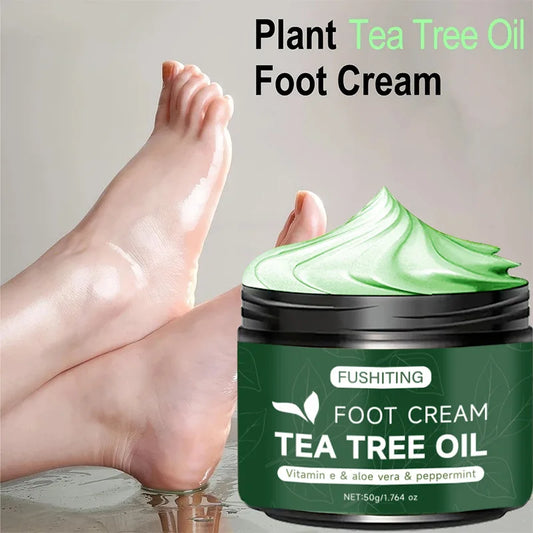 Moisturizing Tea Tree Oil Foot Cream 50g For Dry Heels Elbow And Hands Aloe Vera Vitamin E Gentle Soothing Nourishing Skin