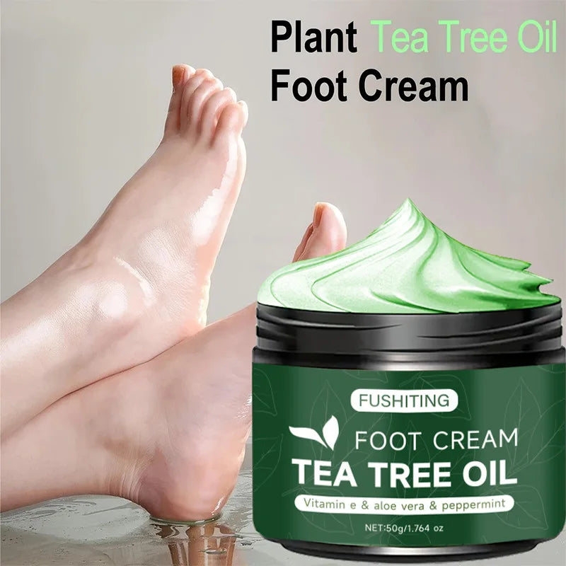 Moisturizing Tea Tree Oil Foot Cream 50g For Dry Heels Elbow And Hands Aloe Vera Vitamin E Gentle Soothing Nourishing Skin