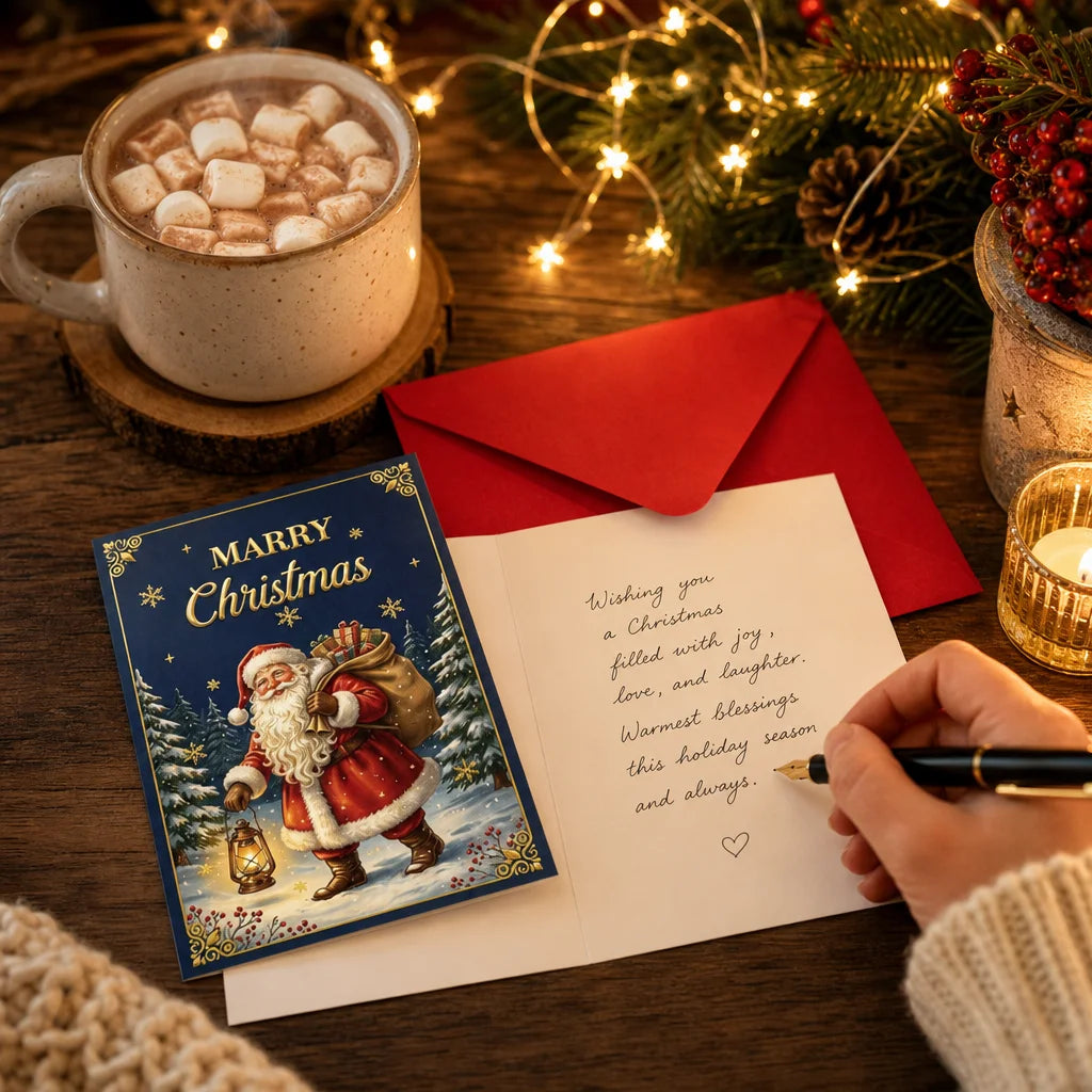 24Pcs Christmas Greeting Cards with Envelopes, 6 Vintage Designs Holiday Note Cards, Greeting Gift Cards for Family Friends