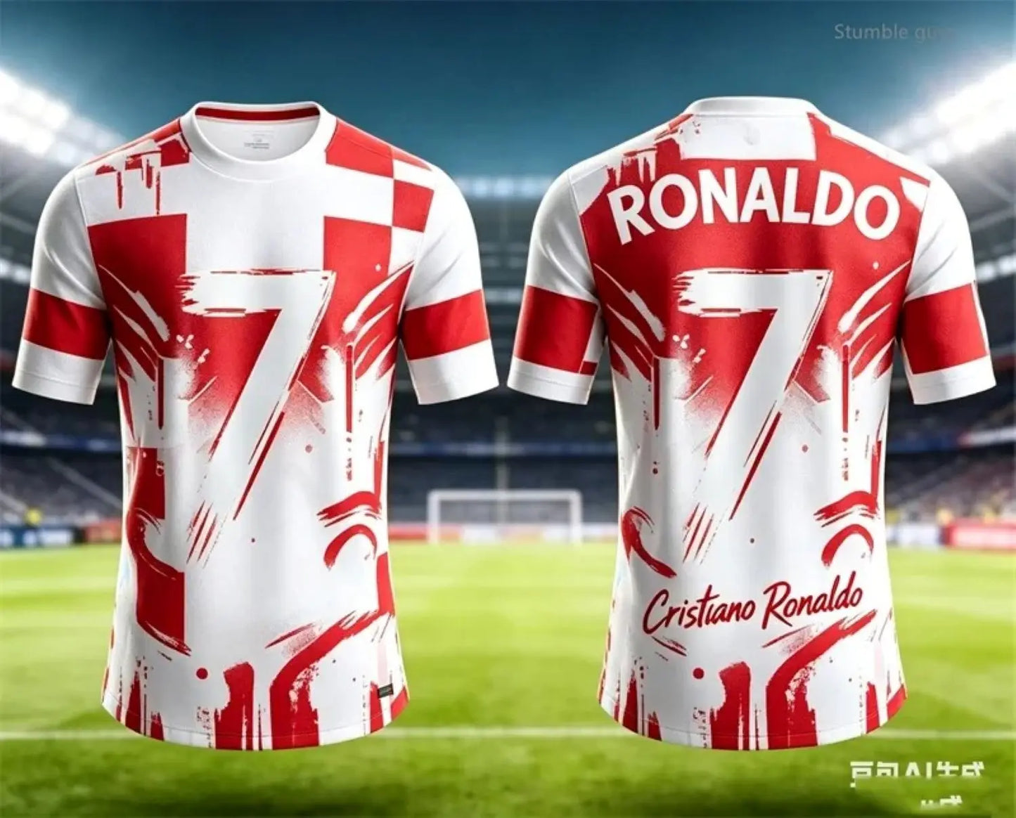 Men s Summer T Shirt Slim Fit Ronaldo Soccer Print Short Sleeve Casual Sporty Style Suitable for Family Adults Kids Training Tee
