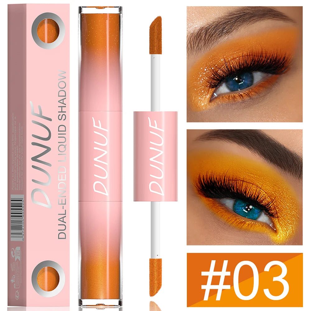 Double-head Punk Metallic Liquid Eyeshadow Stick Dark Glitter Matte Sequins Bicolor Shimmer Eyes Makeup Cream Pencil Waterproof