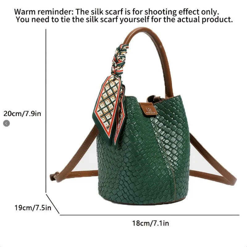 Fashionable Large Capacity Women's Crossbody Bags, Leather Retro Versatile Single Shoulder Bucket Bag, Suitable for Commuting