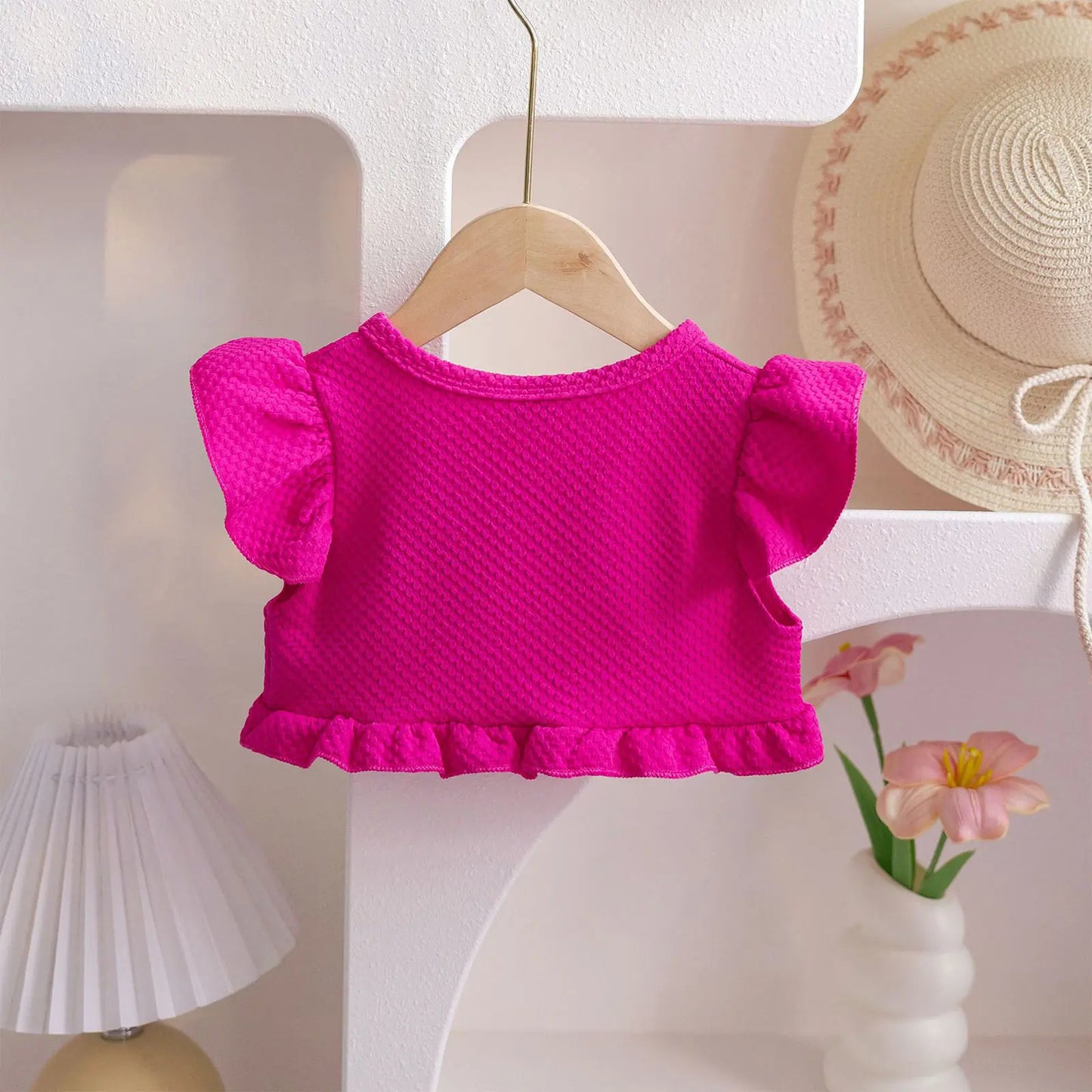 Baby Girl Sweet Summer Cardigan Bolero Jacket Short Fly Sleeve Ruffled Coat Outerwear Toddler Clothes for Wedding Birthday Party