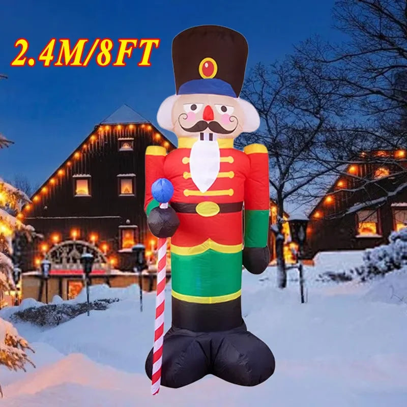 180CM Christmas Inflatable Wall-Climbing Elderly Figure Seated Gift Hat Christmas Tree Decoration Outdoor Garden Ornament