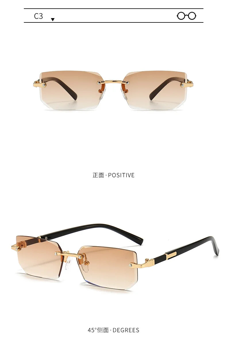 Rimless Rectangle Fashion Sunglasses نظارات شمسية مستطيلة بدون إطار