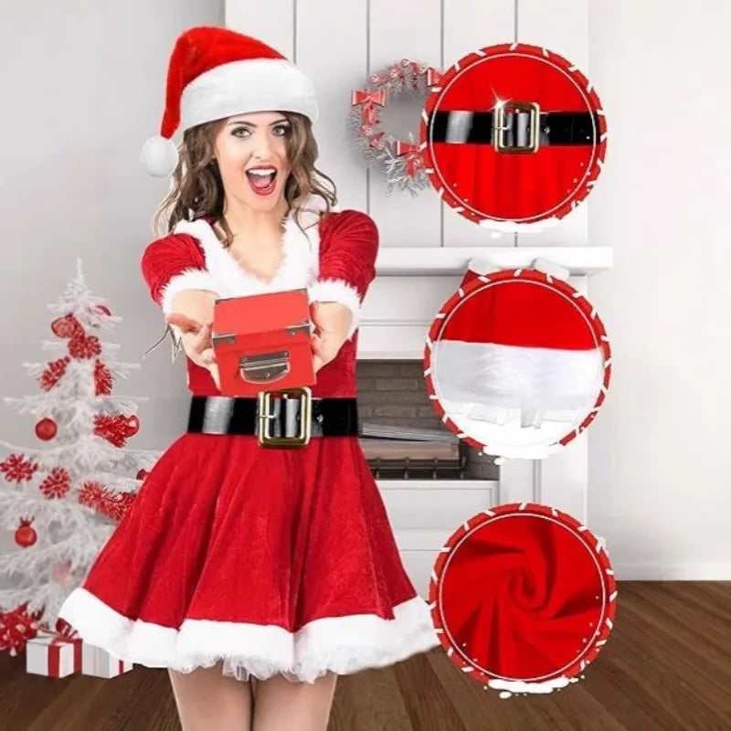 Santa Claus Costume Stage Costume Christmas Clothing Adult Women's Clothing Festive Party Dress Up