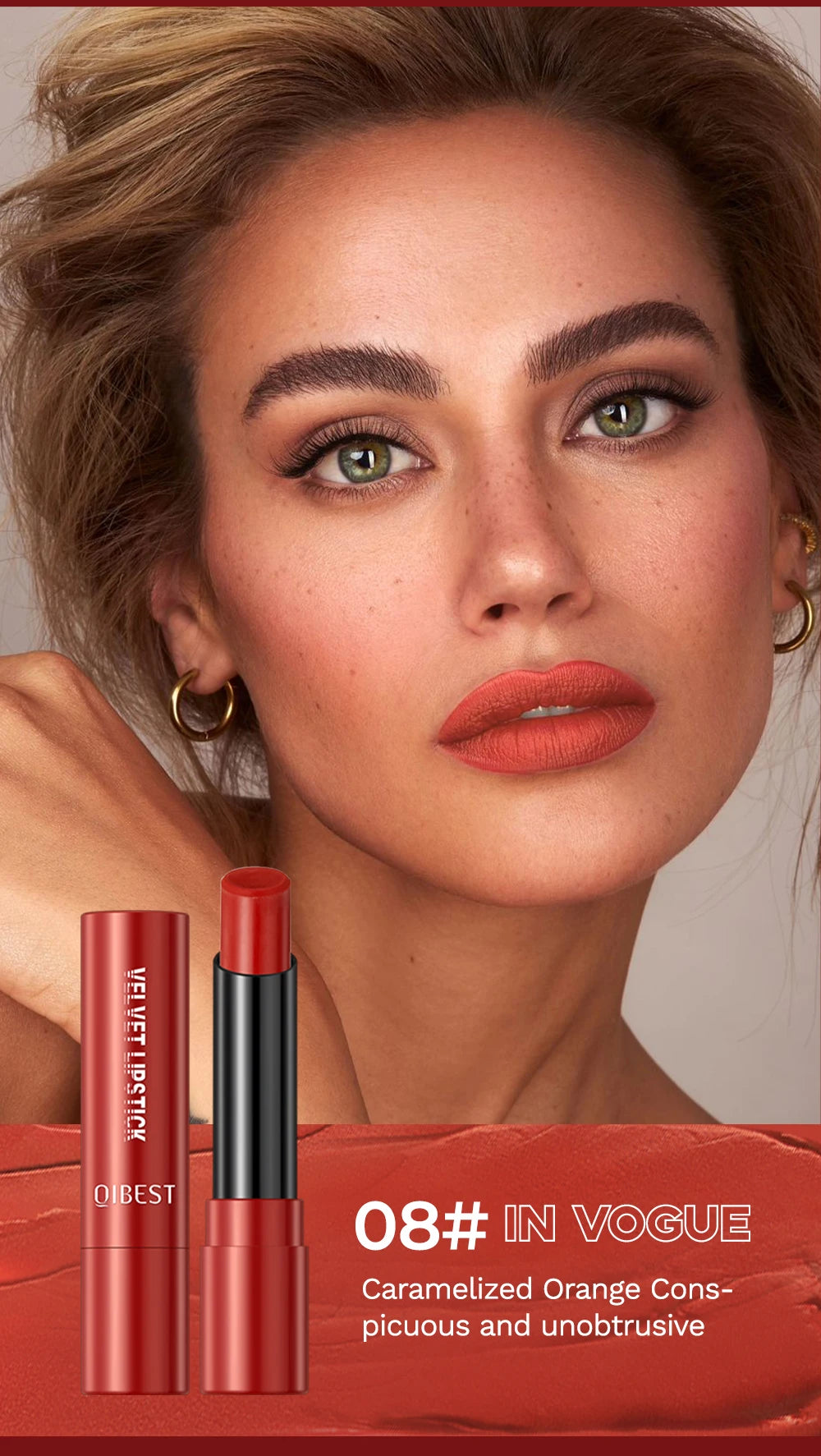 QIBESTNatural Velvet Matte Lipstick Long-lasting 10 Color Lip Stain Lightweight Moisturizing Lip Balm Women Makeup New Lip Tint