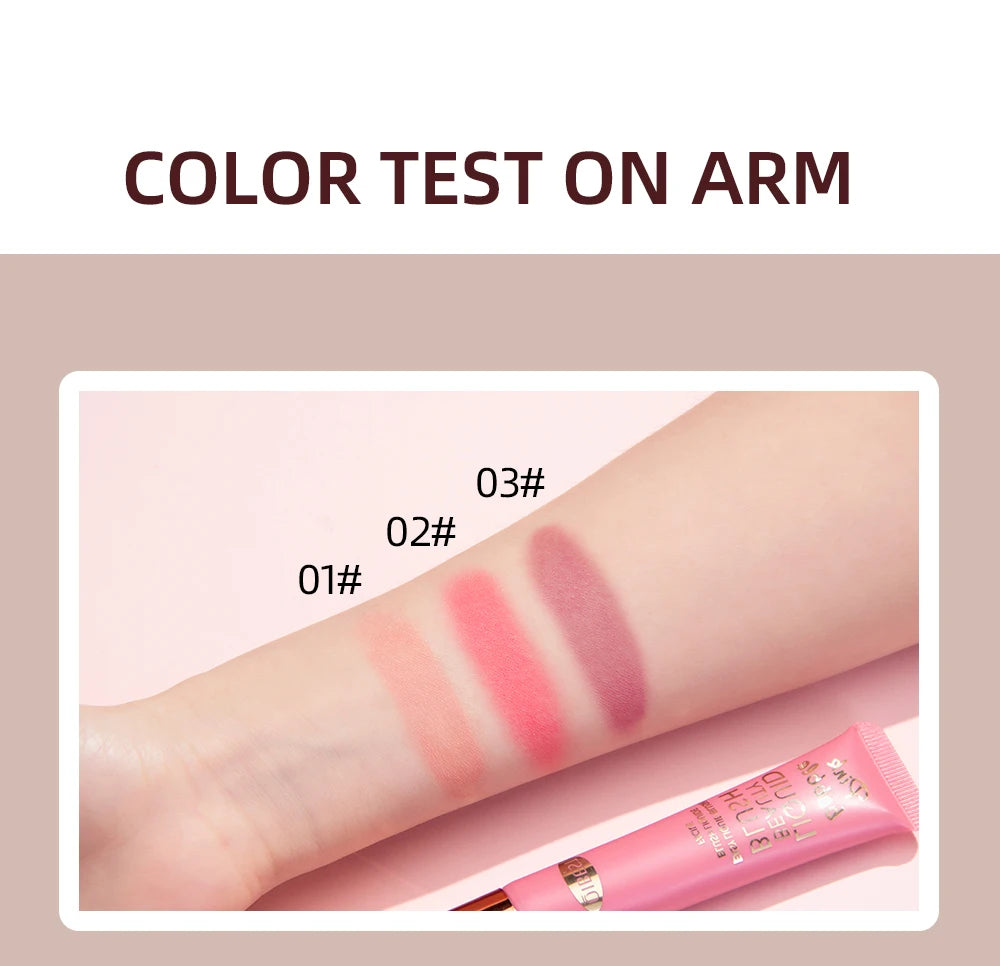 QIBEST Liquid Contour With Cushion Applicator Highlight Shimmer Natural Soft Moisturizing Cream Liquid Blush For Cheek Cosmetics