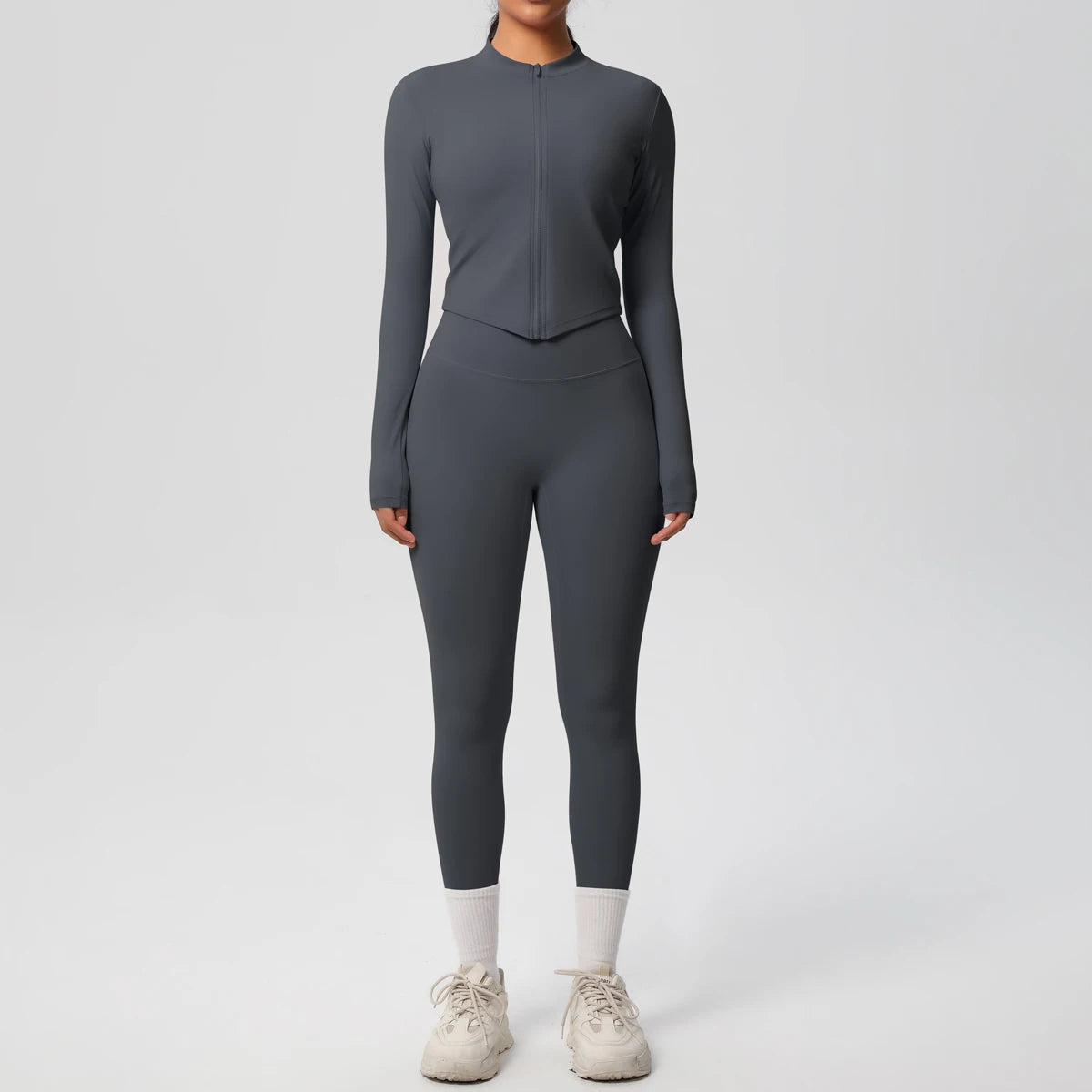 Hot Sale New Yoga Suit for Women Solid Color Yoga Zipper Long Sleeves Slim Casual Jacket Top Quick Drying Fitness Pants Gym Set