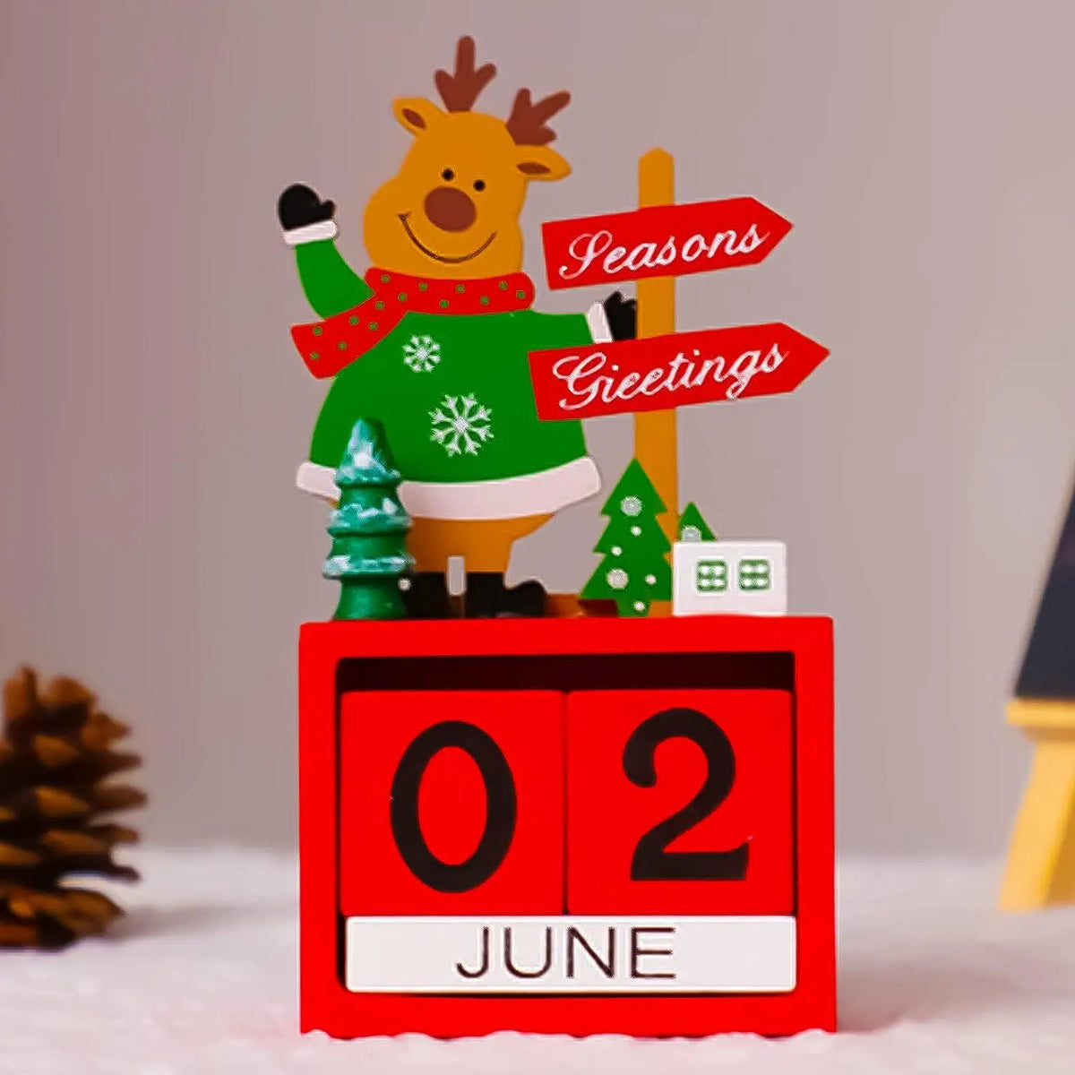 1PC Christmas Countdown Calendar Decor with Santa Claus - Classic Wooden Christmas Timer Ornament, Seasonal Home Accessory