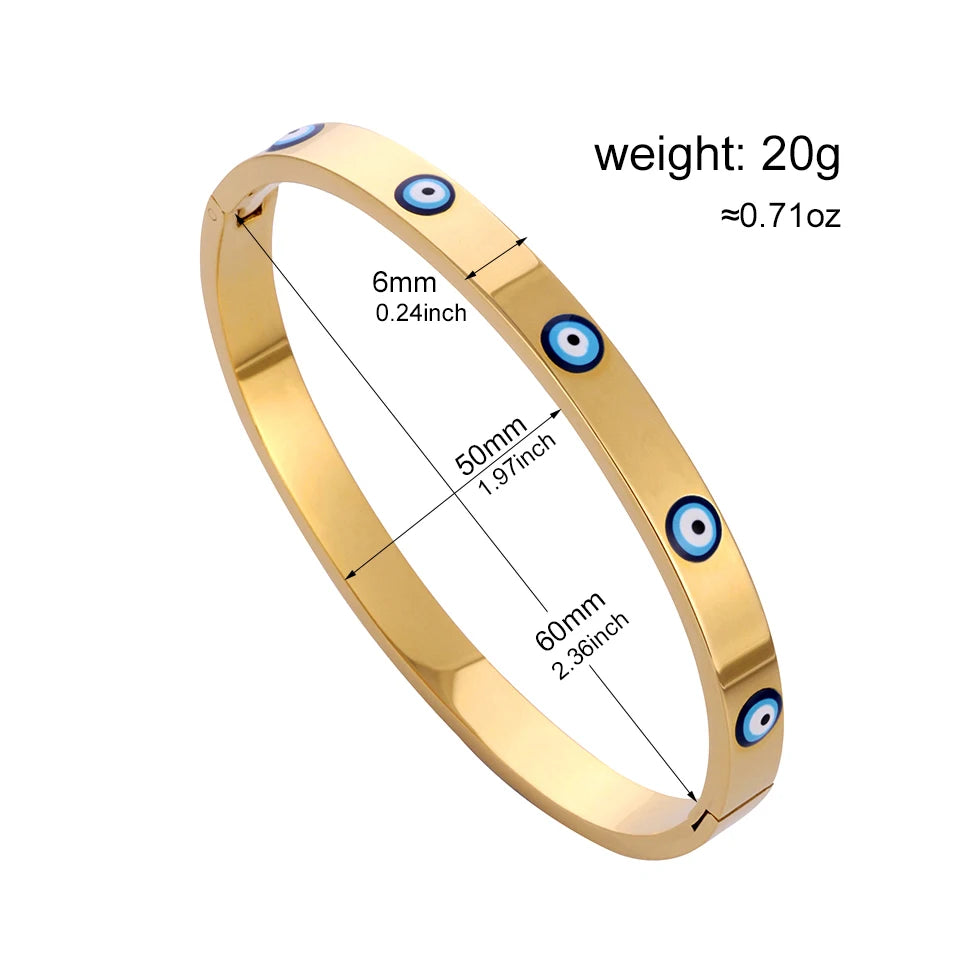 ZAKOL 5/1pcs Classic Stainless Steel Devil's Eye Bracelets Sparkling Zircon Bangles Fashion Gold Color Plated Stacking Jewelry