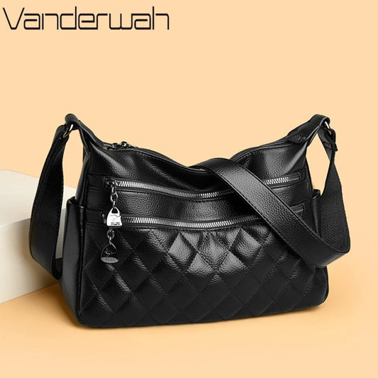 High Quality Shoulder Bags for Women Quilted Soft Leather Crossbody Bag Large Capacity Versatile for Daily Commute Sac New 2026