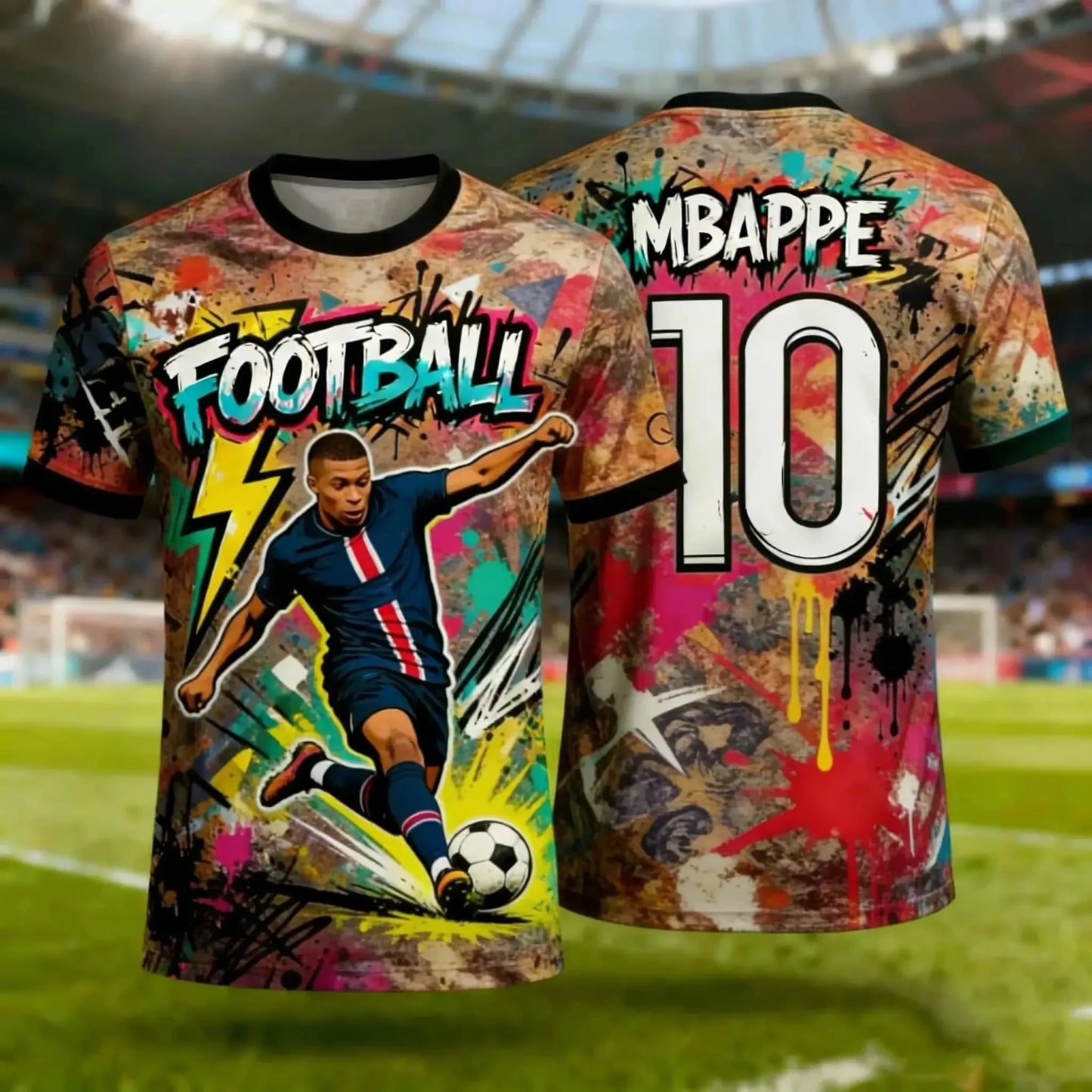 New Mbapp No 10 Summer Sports T Shirt 3D Gradient Print Family Style Adults Kids Fashion Soccer Jersey Unisex for Fitness