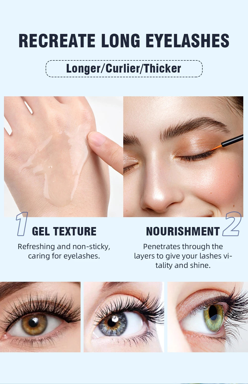 QIBEST Enhancer Eyelash Growth Serum Treatment Fast Eyelash Growth Powerful Lift Lengthening Thicker Lashes Product Eyes Makeup