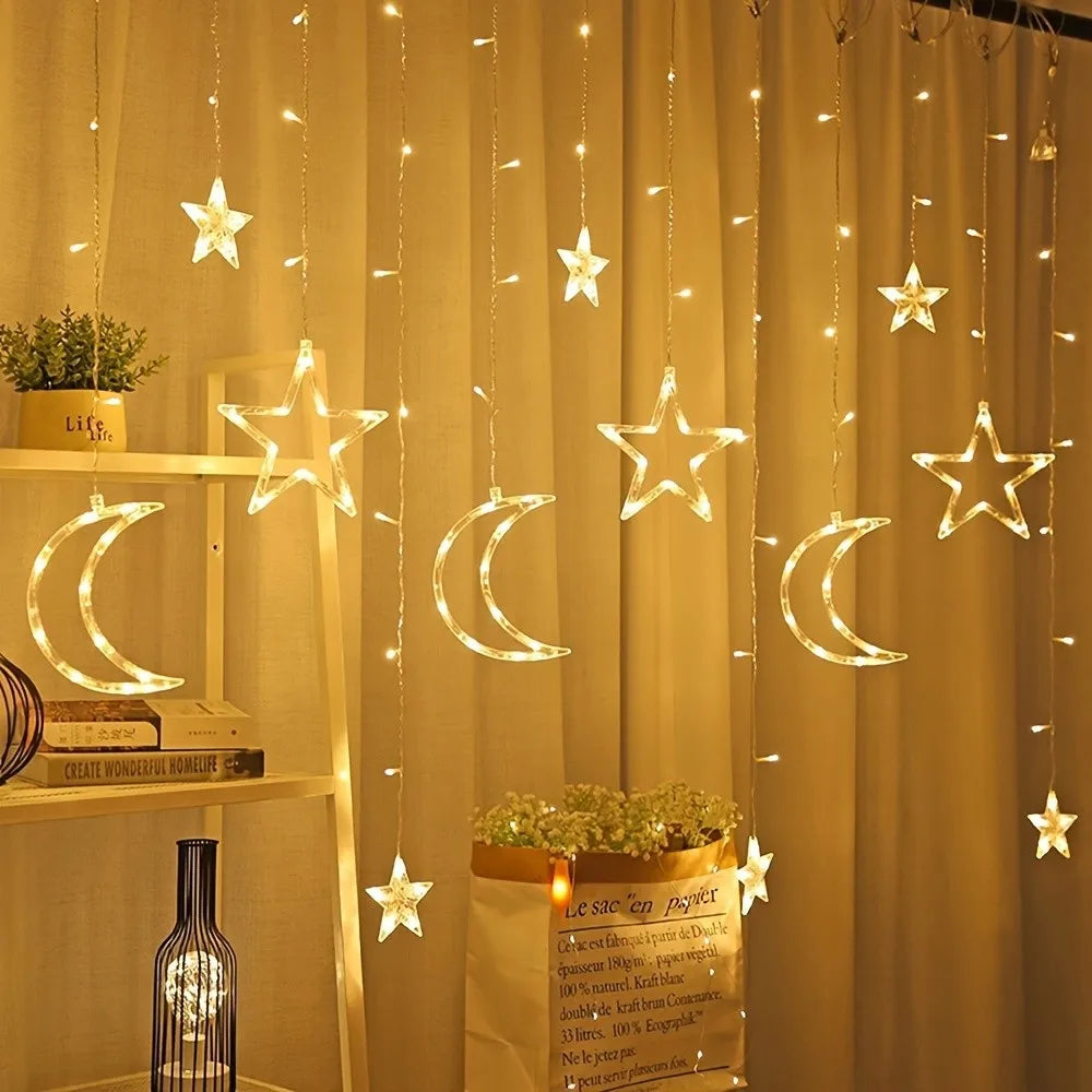Star &amp; Moon LED Curtain Light – Ramadan Decor