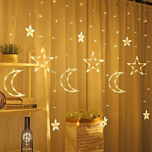 Star &amp; Moon LED Curtain Light – Ramadan Decor