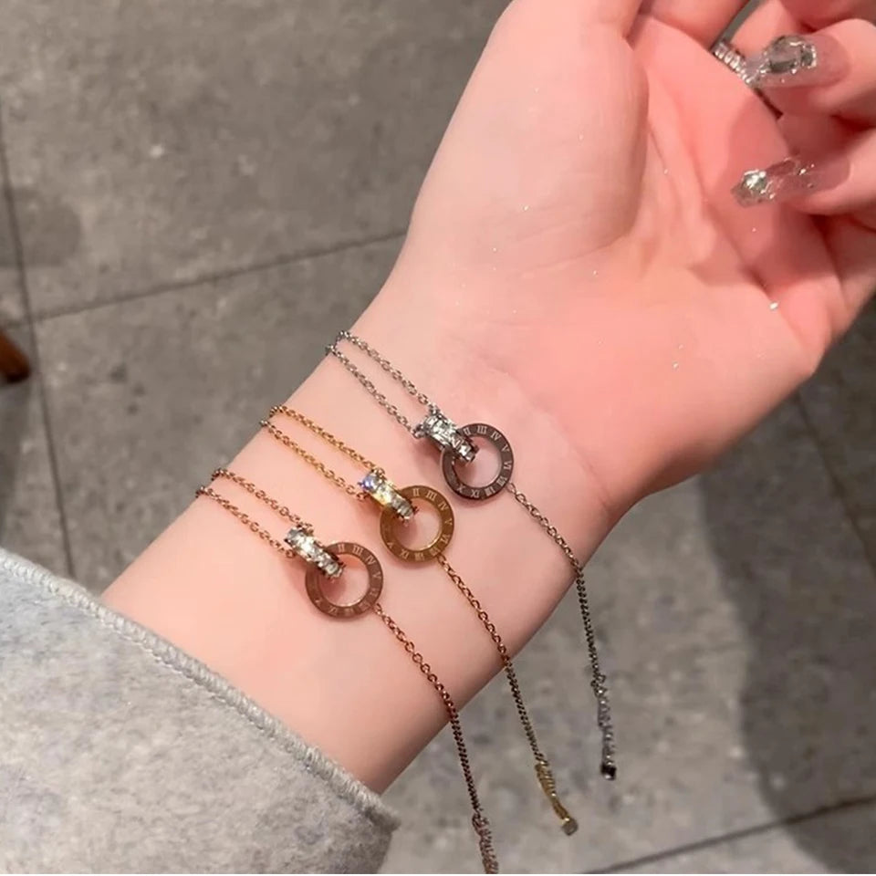 ZAKOL Women's Classic Roman Numerals Earring Necklace Bracelet Set for Women Girls Versatile Simple Daily Jewelry Sets