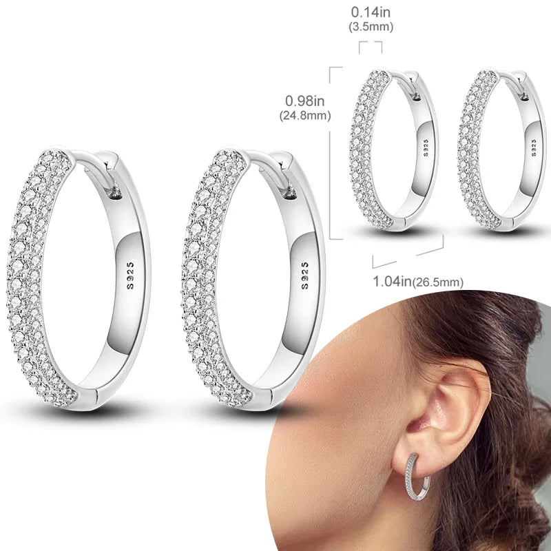 925 Sterling Silver Hoop Earrings with Zircon