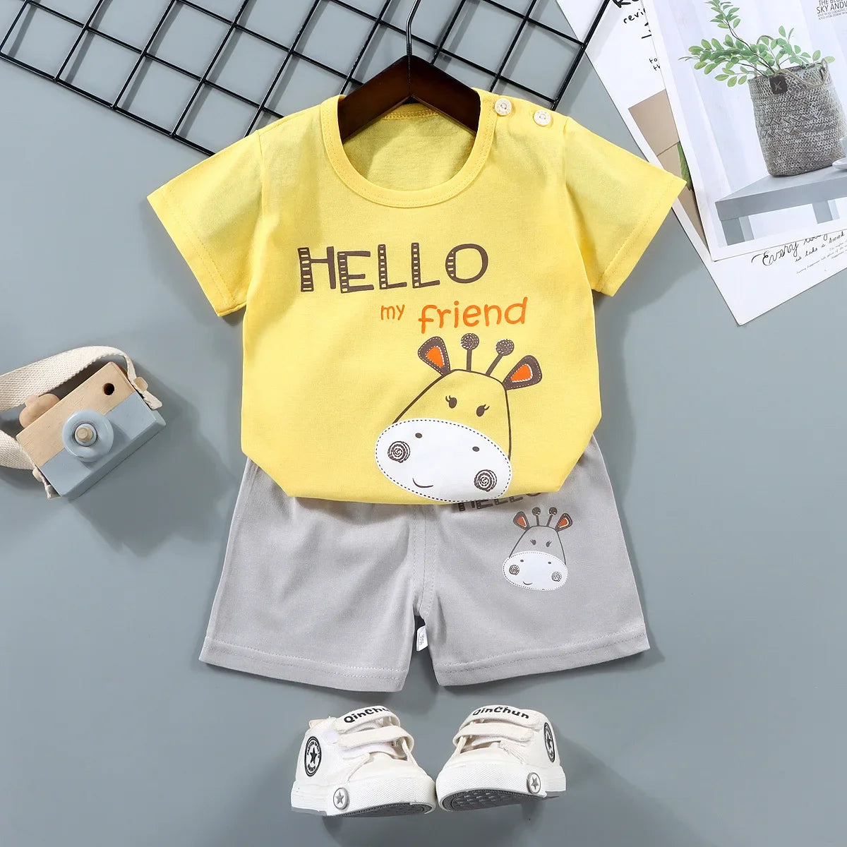 2PCS mother Kids Clothes Children's Sets Boys Girl T-shirt Shorts Summer Cotton Short sleeve Baby Children