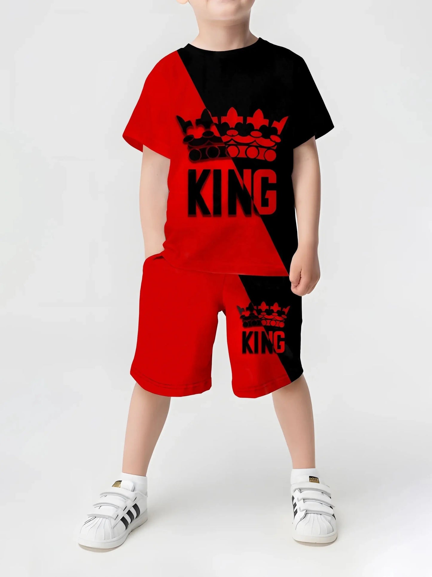Kids Summer Crown Print T-Shirt & Shorts Set