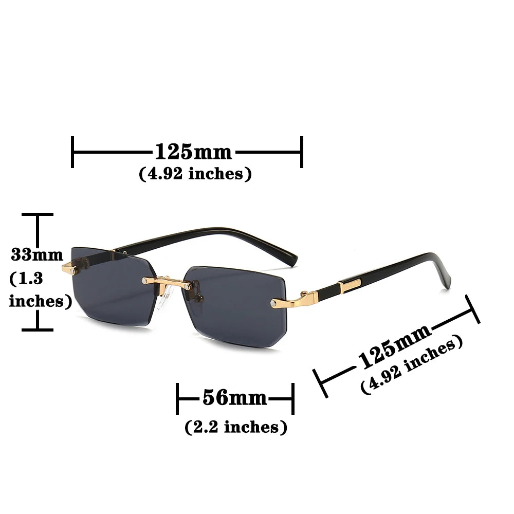 Rimless Rectangle Fashion Sunglasses نظارات شمسية مستطيلة بدون إطار