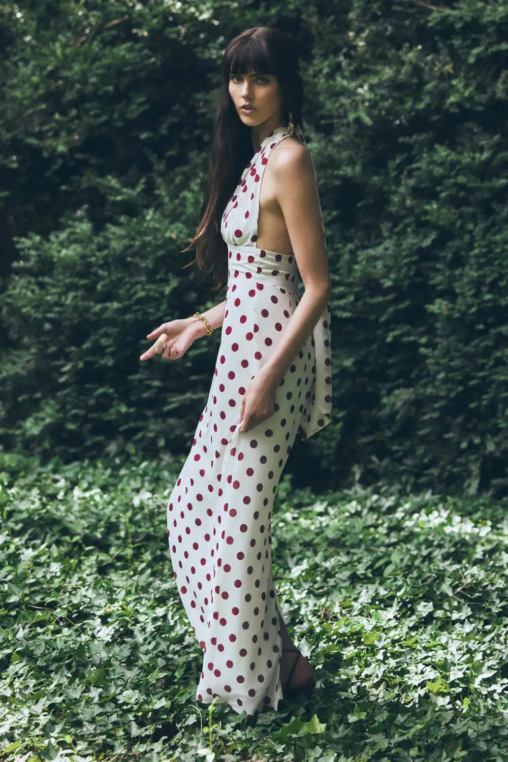 Women Sexy Polka Dot Halter Maxi Dress Elegant V Neck Backless Sleeveless High Waist Dresses 2026 Female Summer Party Dress