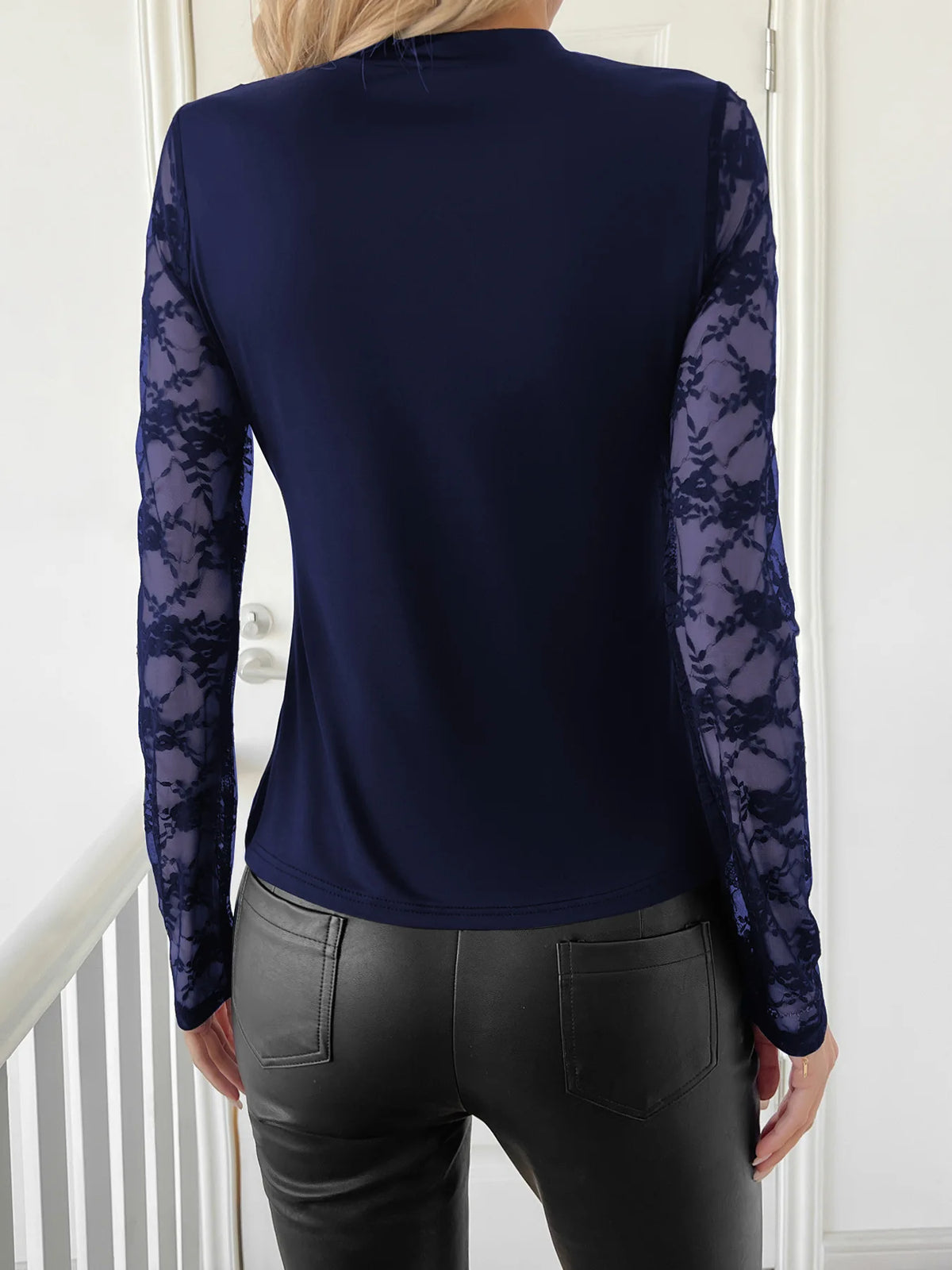 BKLD 2026 New Women Clothing Sexy Tops Fashion Black Lace Patchwork Irregular Collar T-Shirt Long Sleeve Tops Party Clubwear