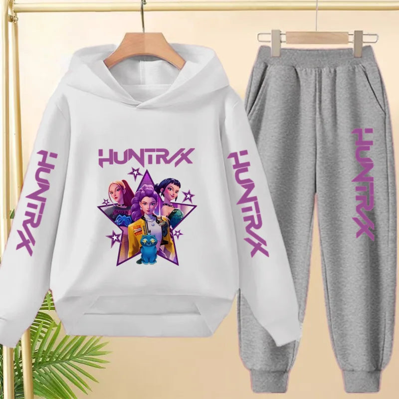 Kids Hot-selling Hoodie Golden Korean Wave Girl Group Cartoon Sweatshirts+Pants Boys Girls Toddler Sports Top 3-12Yrs Casual Set