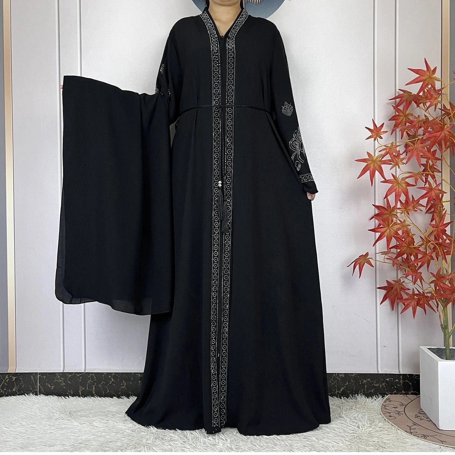 New arrival Style Women Elegant Dress Long Sleeves Open Abaya for spring season, Ramadan, Eid celebrations