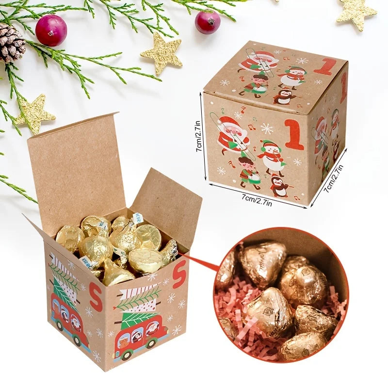 24pcs Christmas Empty Advent Calendar Kids Boxes Christmas Countdown to Xmas Gift Candy Boxes New Year 2026 Christmas Decoration