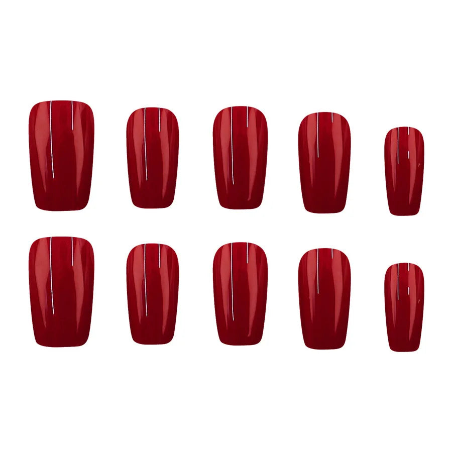 24/30pcs Medium fake nails for women girls Wine Red High Saturation almond square ballet shaped Valentine'S Day press on nails