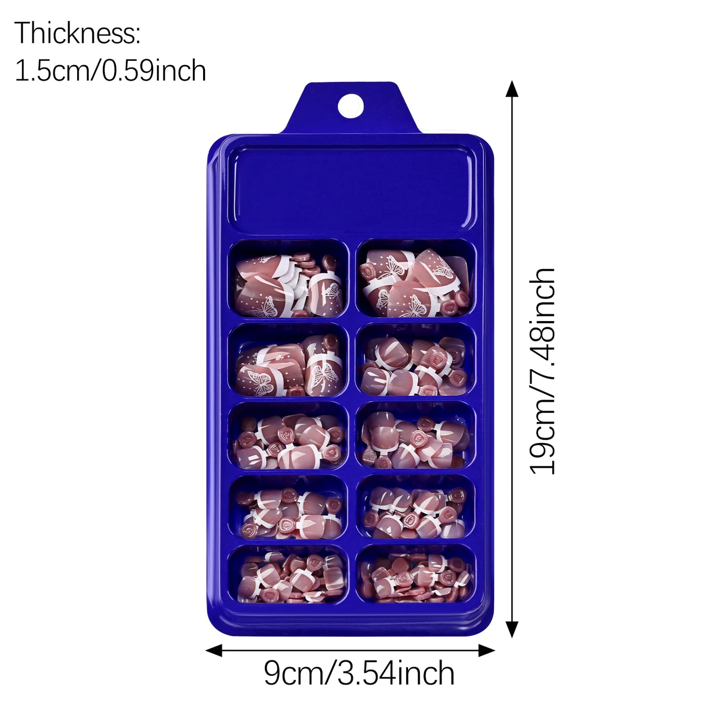 120Pcs Bronzing White Butterfly Design Fake Toenail Short Square Full Cover French False Toe Nails Summer Press On Toenails