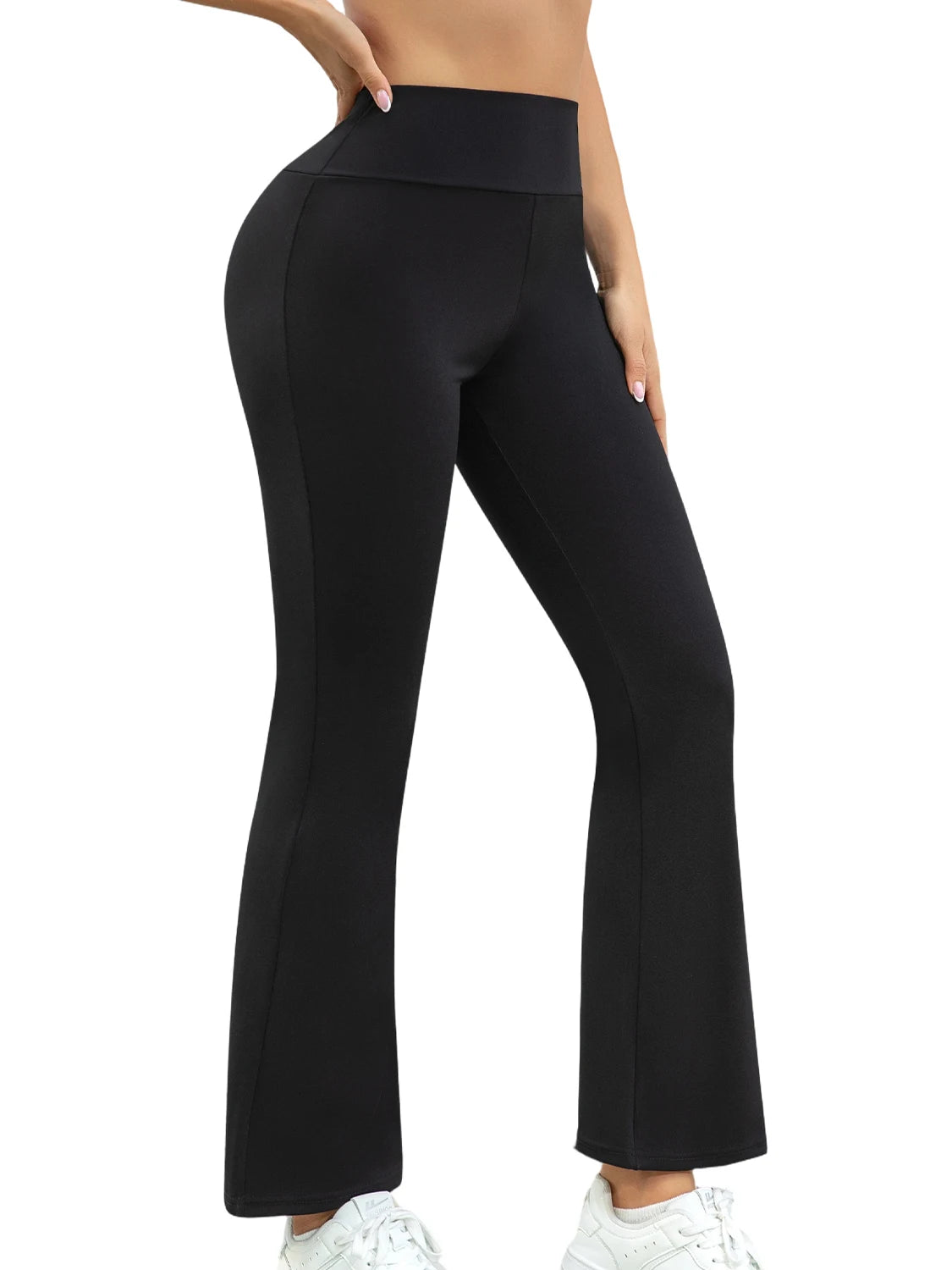 1PC Black High Waist Women's Legging Daily Causal Sports Bell-bottoms Fitness Yoga Elastic Leg Pants Spring and Autumn Season